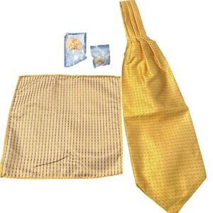 New in Package Four Pieces - Handkerchief, Tie, Cuff Links, Lapel Pin Yellow